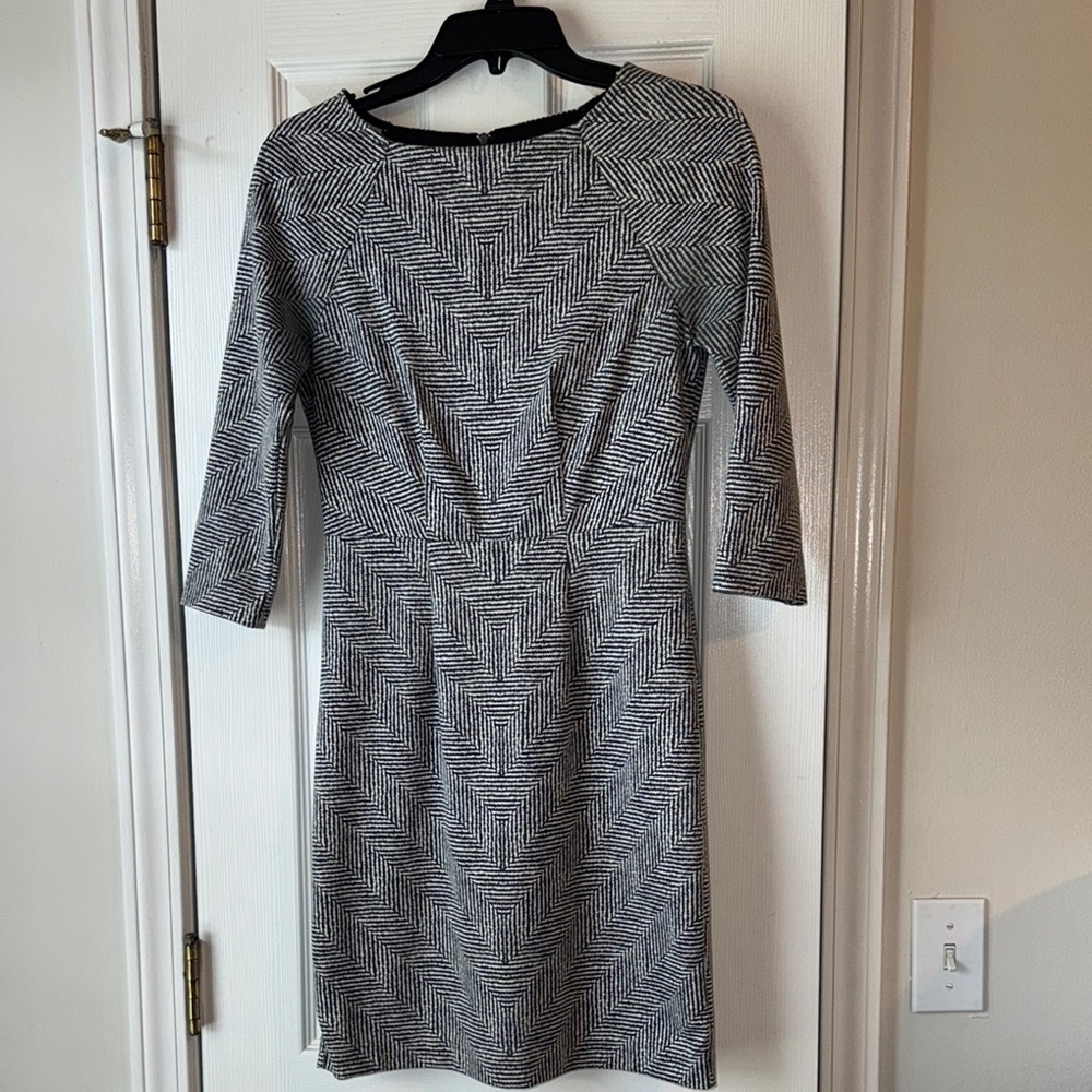 Navy and White Patterned Dress